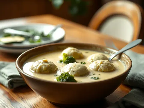 Brokkolicremesuppe mit Parmesanklößchen