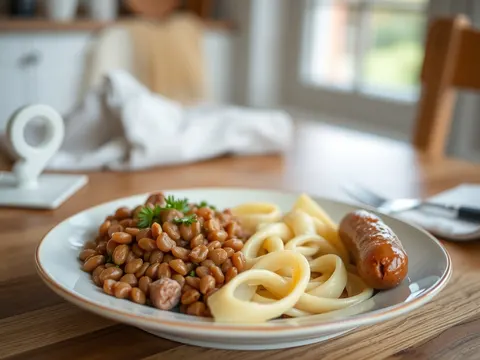 Linsen mit Spätzle und Saitenwürstchen nach schwäbischer Art