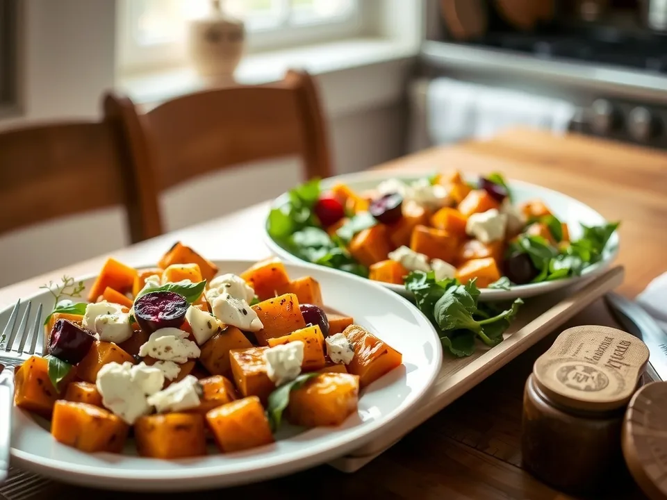 Kürbissalat mit Ziegenkäse und Honig-Balsamico