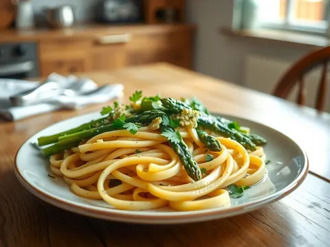 Linguine mit Spargel und Bärlauchsahne