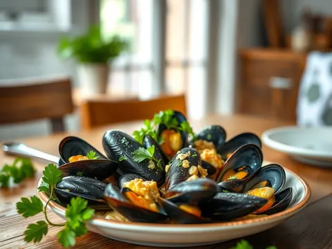 Miesmuscheln in Weißwein – mit Knoblauch und Petersilie