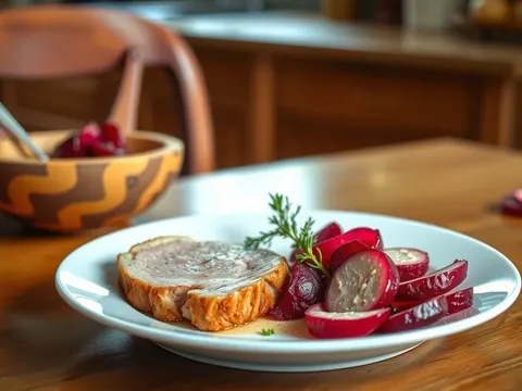 Schweinefilet mit Rucola und Rote-Bete-Chips