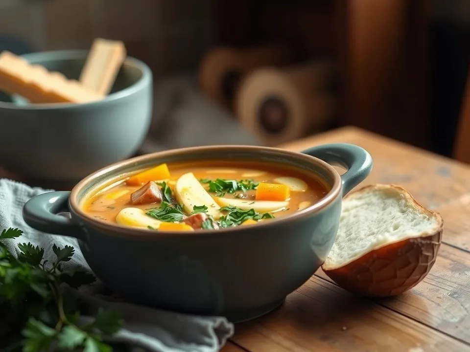 Steckrübensuppe mit Kartoffeln und Kasseler